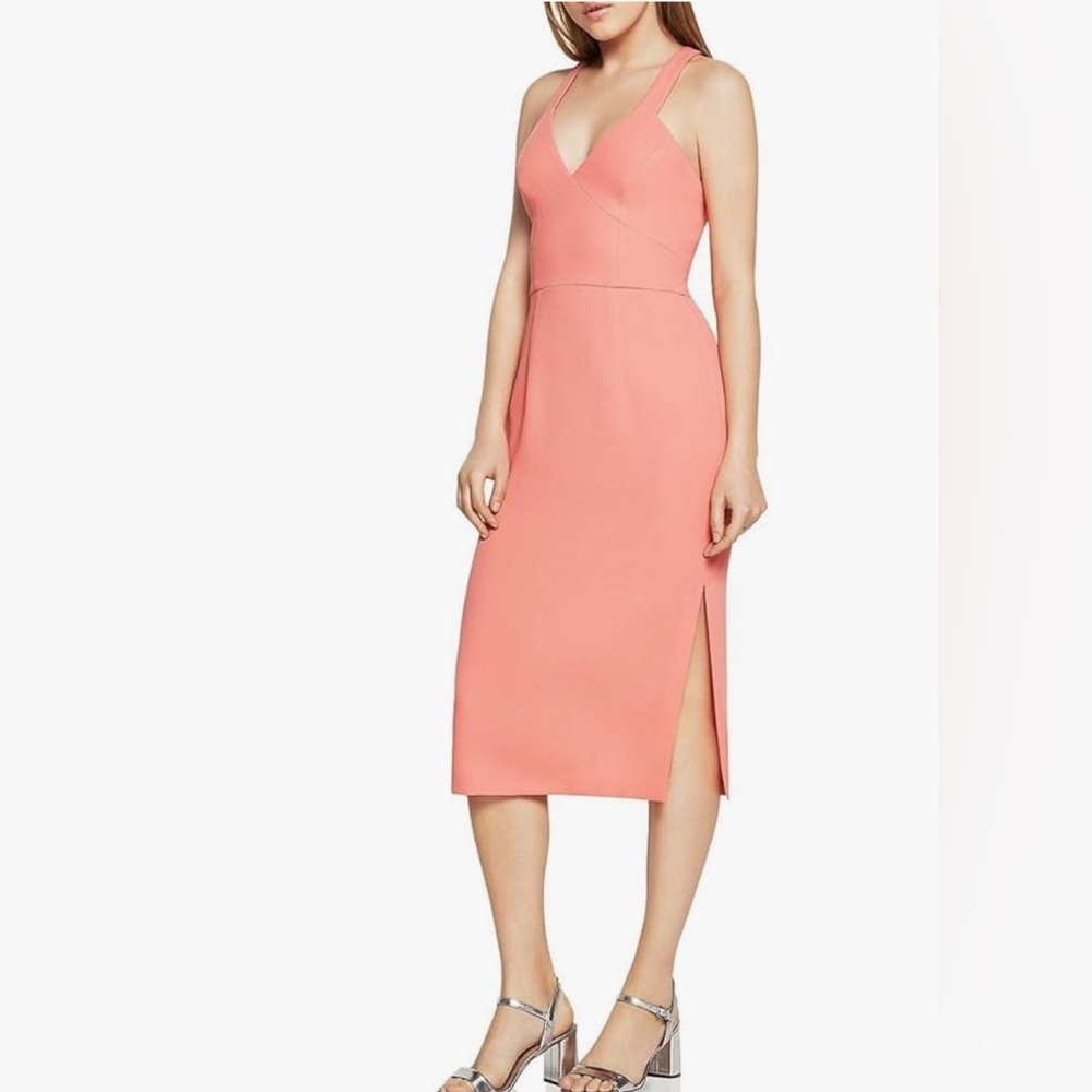 BCBGeneration Women's Fitted Mini Dress Elegant Coral Midi Dress